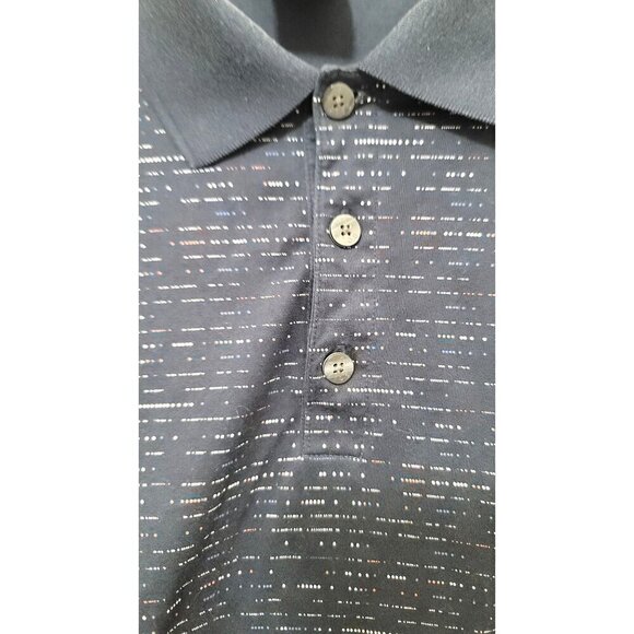 Nike Golf Mens L Polo Shirt Navy Blue Geometric Pattern Short Sleeve Button-Up C - Picture 5 of 7